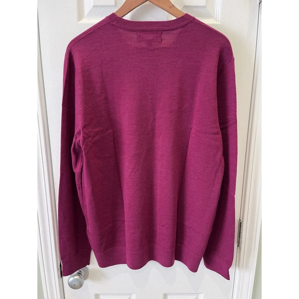 Banana Republic Italian Merino Wool Sweater Purple Mens LG Tall Crew Baruffa New